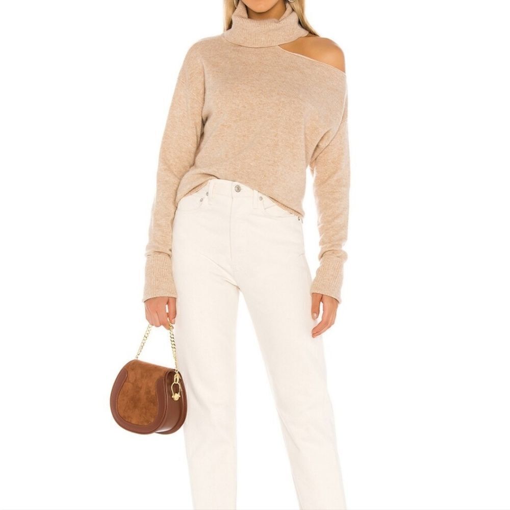 PAIGE Raundi Cold-Shoulder Sweater in Camel - Picture 4 of 10